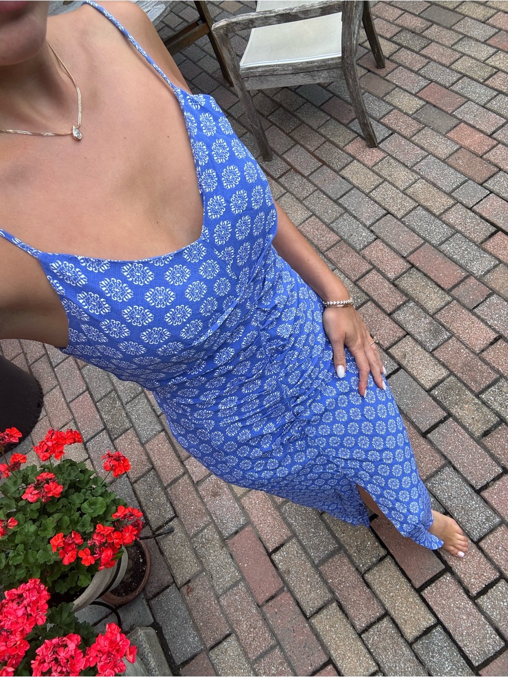 Blue Floral Maxi Slip Dress